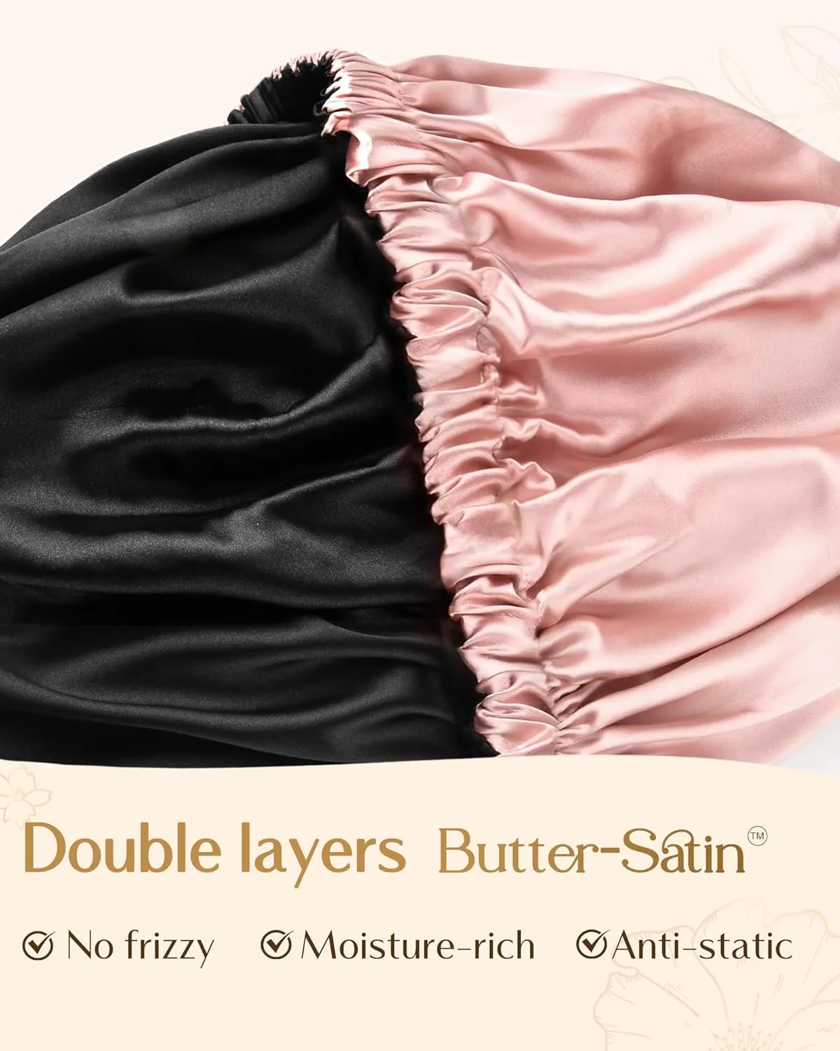 YANIBEST Double Layer Satin Bonnet Silk Bonnet Adjustable Hair Bonnet for Sleeping Bonnets for Women Curly Natural Hair Mom