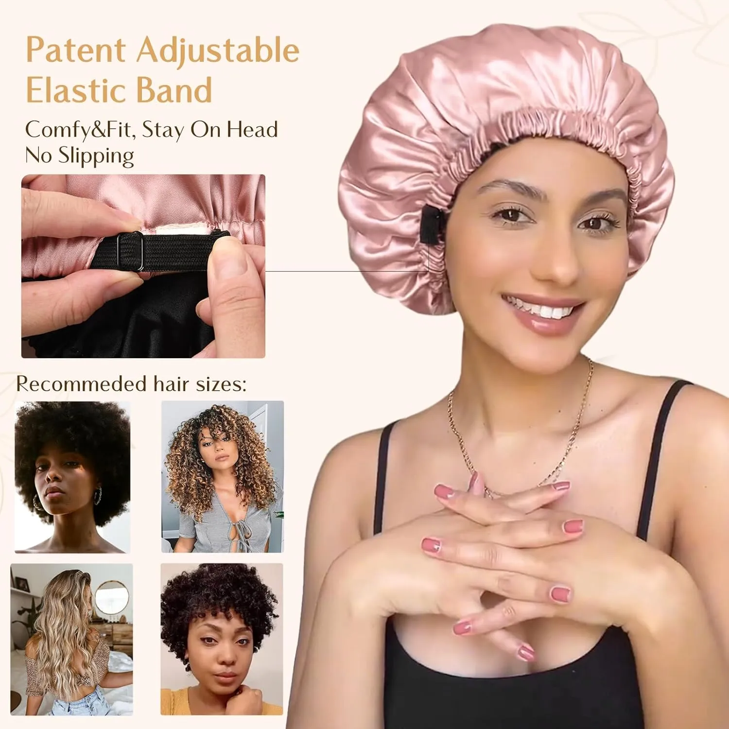 YANIBEST Double Layer Satin Bonnet Silk Bonnet Adjustable Hair Bonnet for Sleeping Bonnets for Women Curly Natural Hair Mom