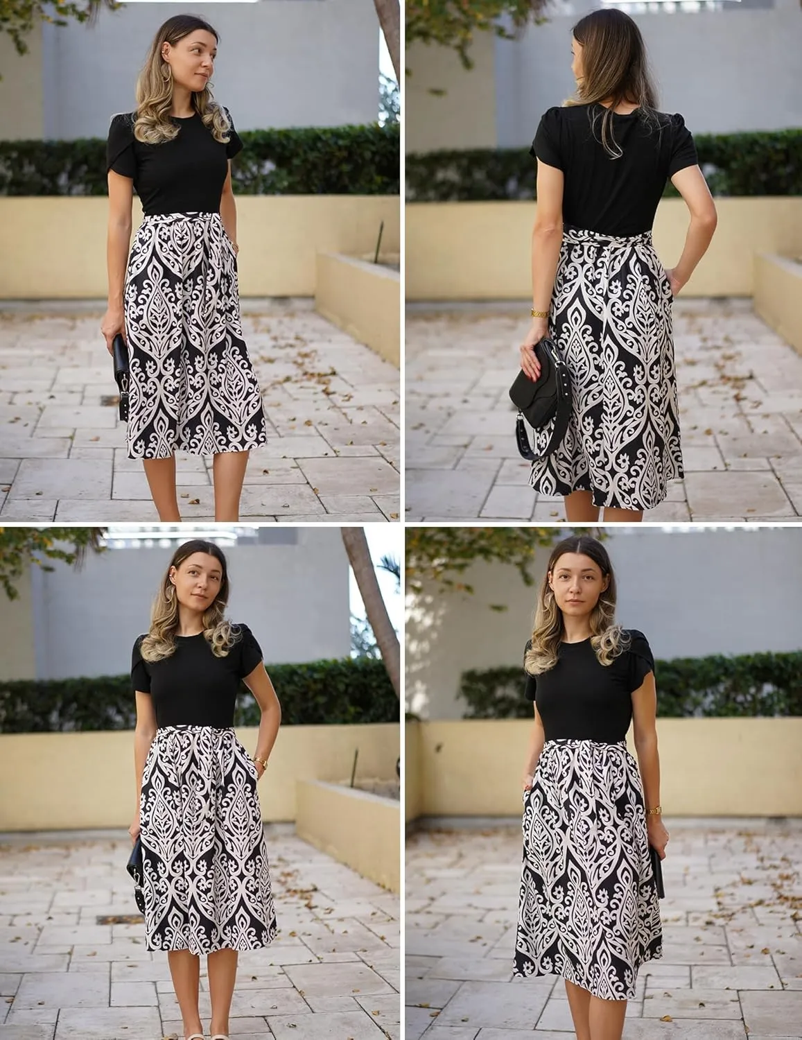 Zeagoo Womens Midi Dress Summer Short Sleeve Dress with Pockets 2025 Casual Floral T-Shirt Dress Flowy Beach Sundress