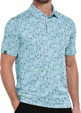 ZITY Mens Print Polo Shirts Short Sleeve Moisture Wicking Shirts for Men Golf Tennis Daily Casual Collared T-Shirt