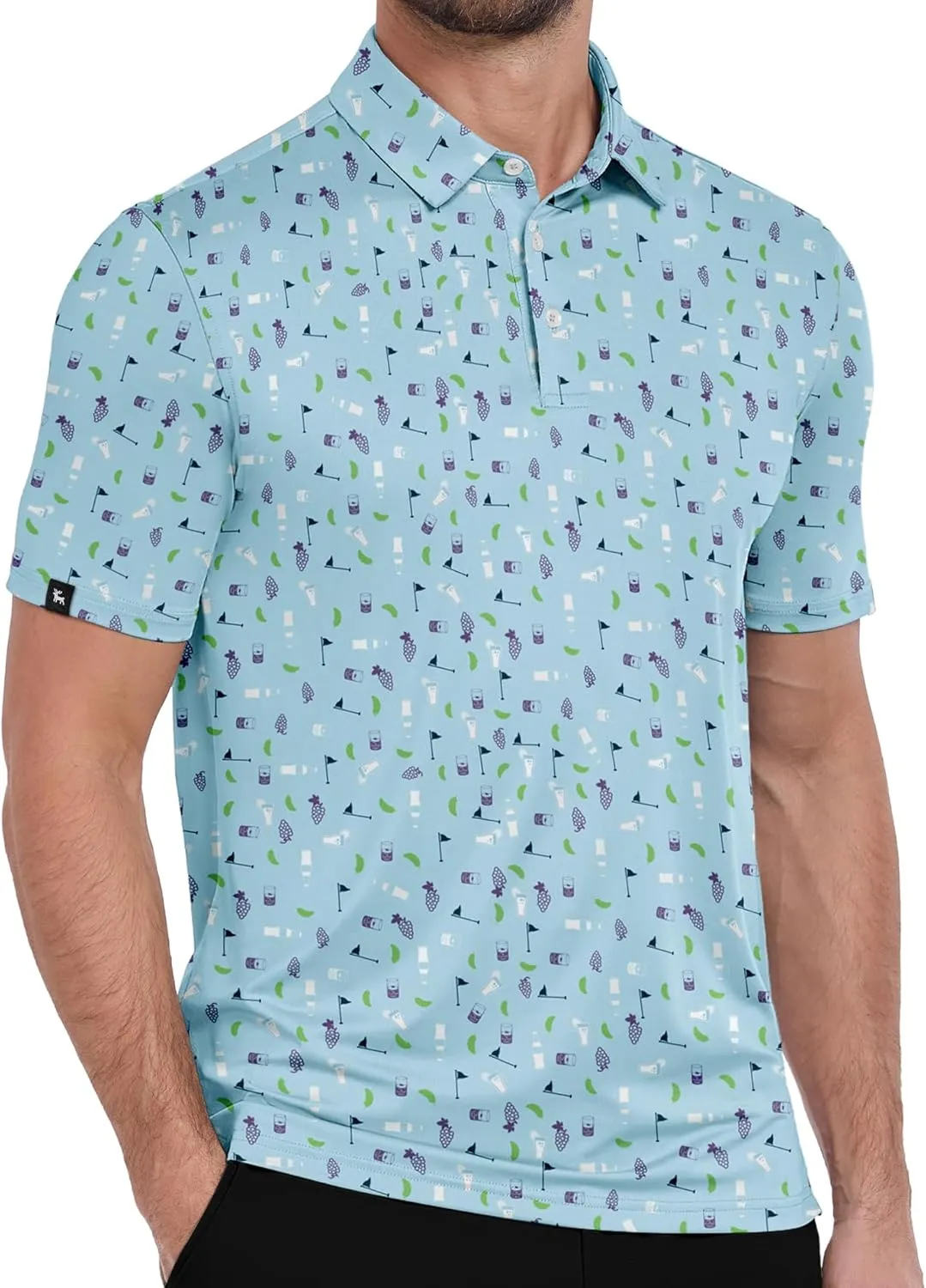 ZITY Mens Print Polo Shirts Short Sleeve Moisture Wicking Shirts for Men Golf Tennis Daily Casual Collared T-Shirt