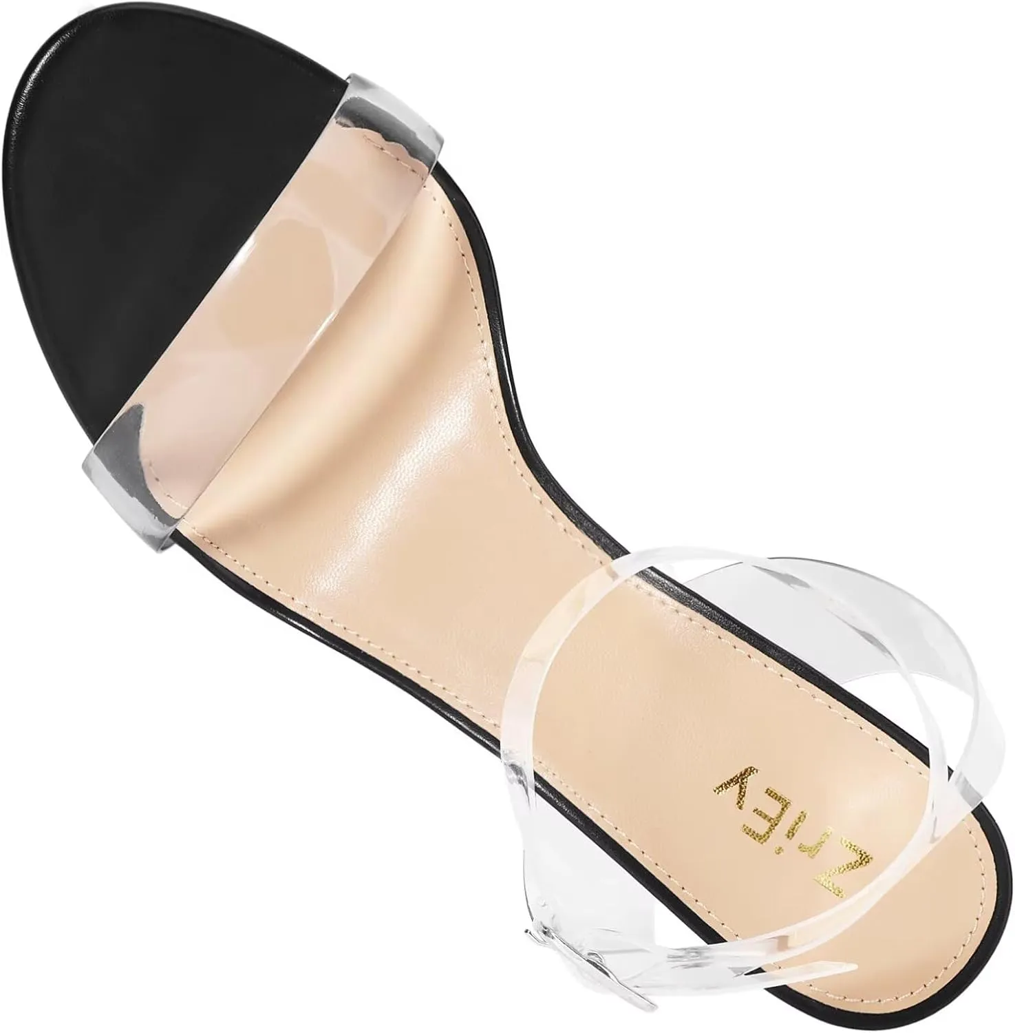 ZriEy Women's Clear Heels Strappy Chunky Block Heeled Sandals 2.2 Inch Open Toe Adjustable Ankle Strap Pump Sandals for Weddings Parties Daily Wear